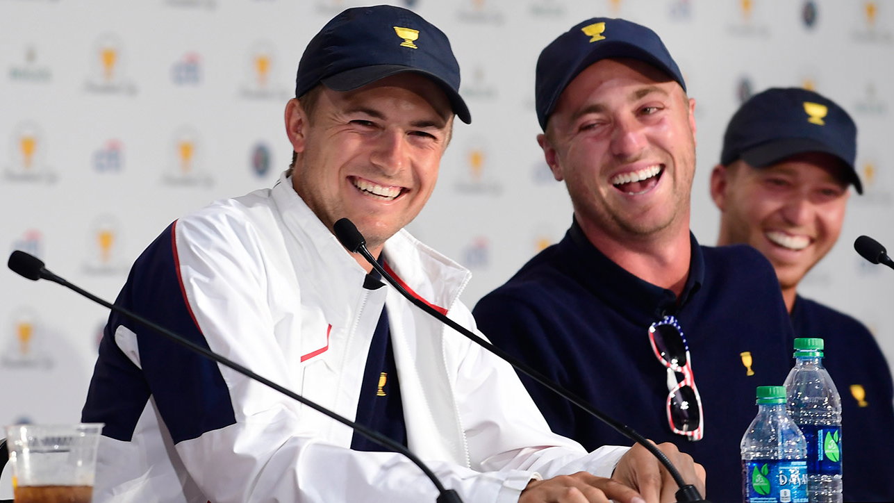 jordan spieth and dustin johnson break out into song at presidents cup